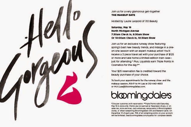 Invitation to THE MAKEUP DATE at Bloomingdale’s on May 16th